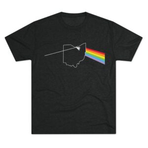 Ohio Prism Dark Side Tee | Rainbow Light Beam State Silhouette