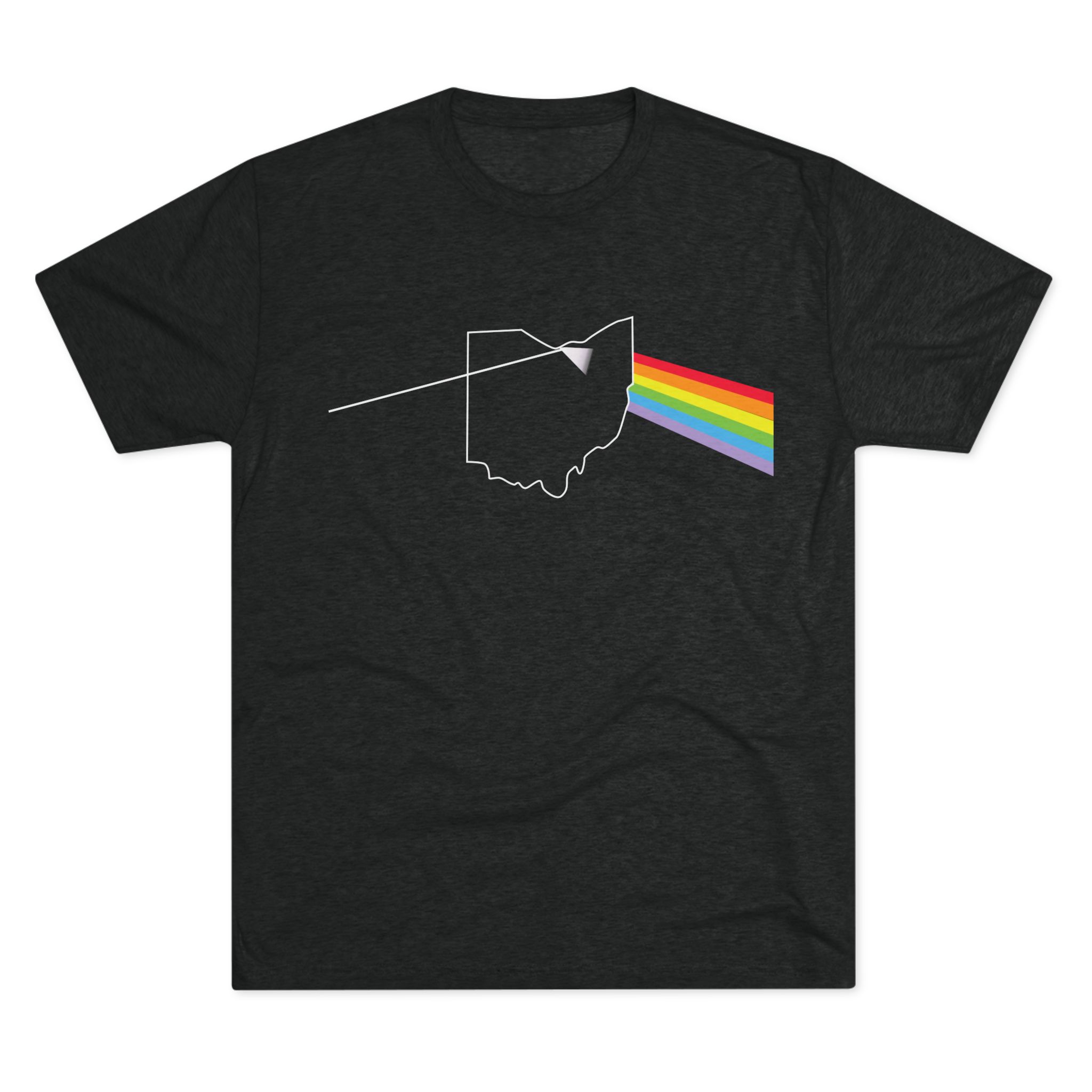 Ohio Prism Dark Side Tee | Rainbow Light Beam State Silhouette