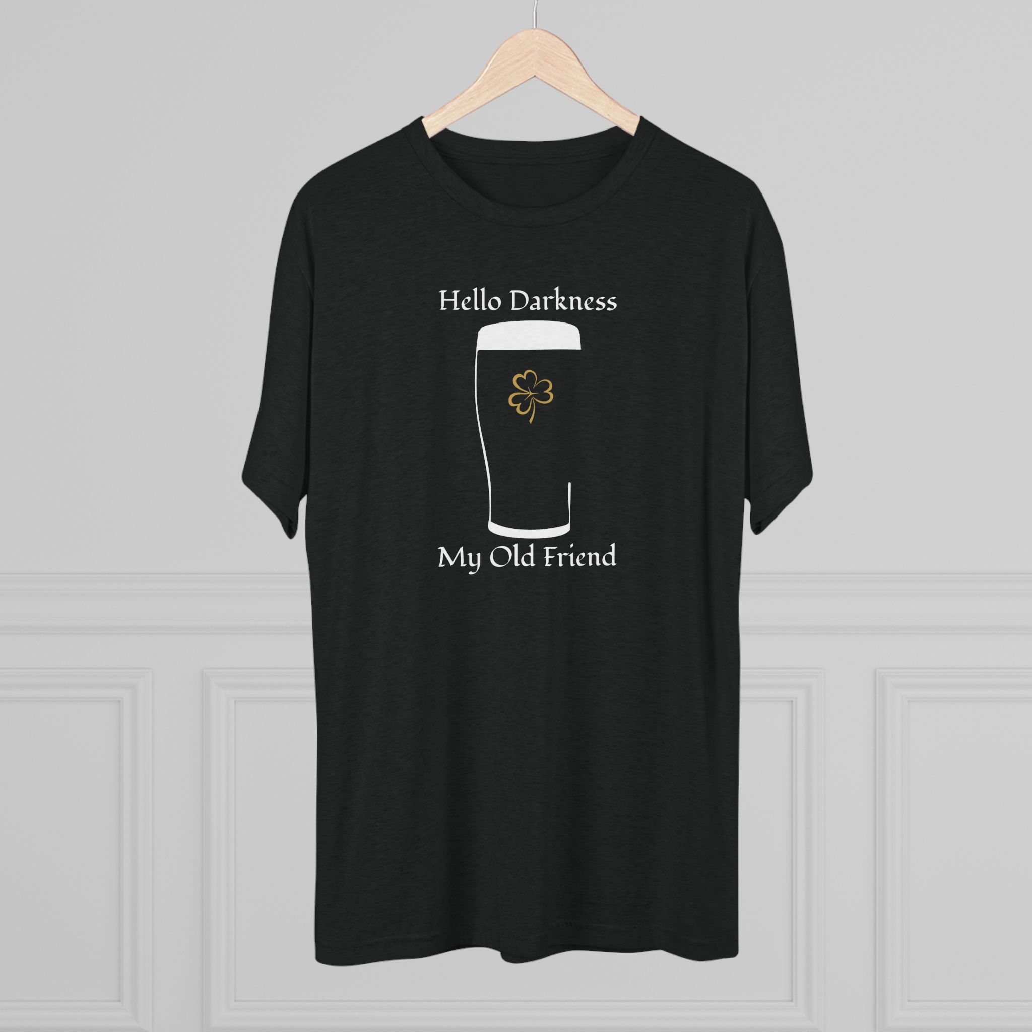 Hello Darkness My Old Friend pint glass design Tee | Beer St. Patrick's Shamrock