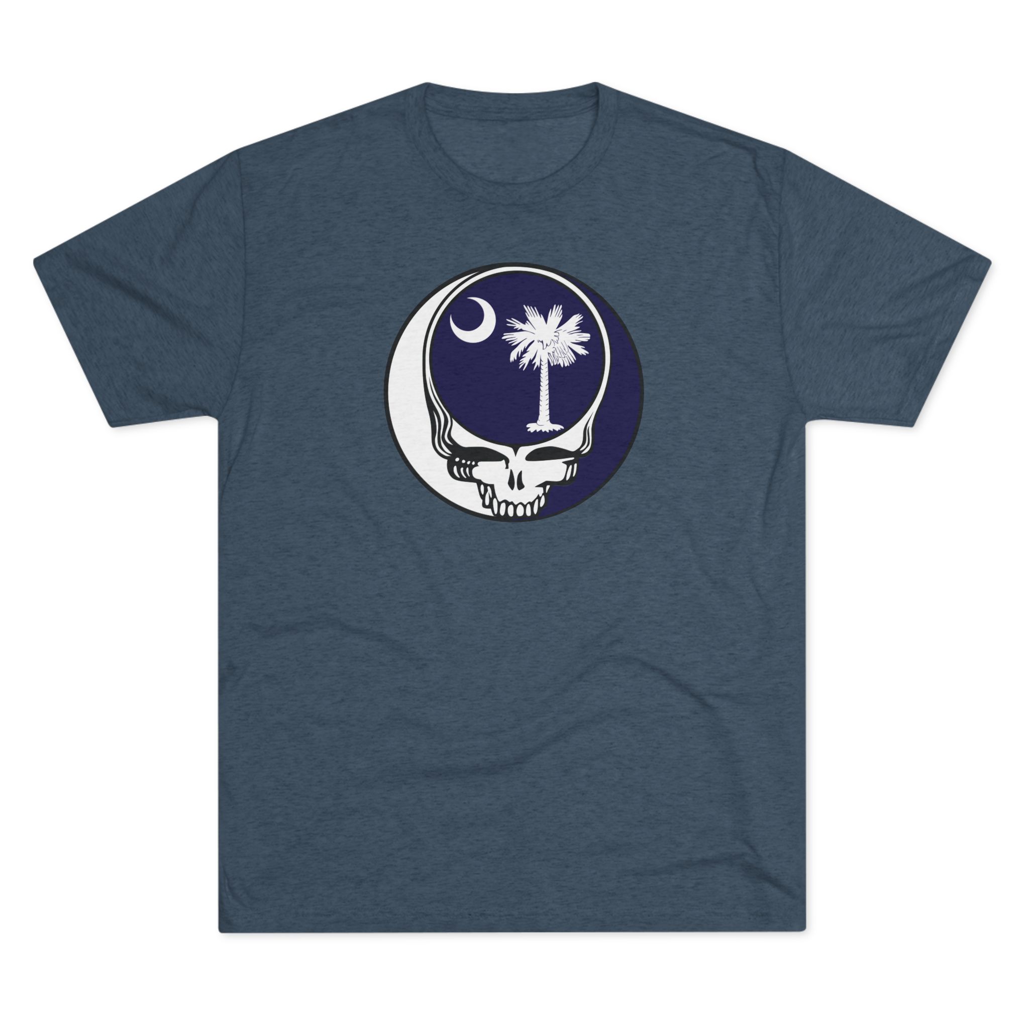 Palmetto Moon Skull tee | South Carolina crescent palm graphic Steal Your Face tee