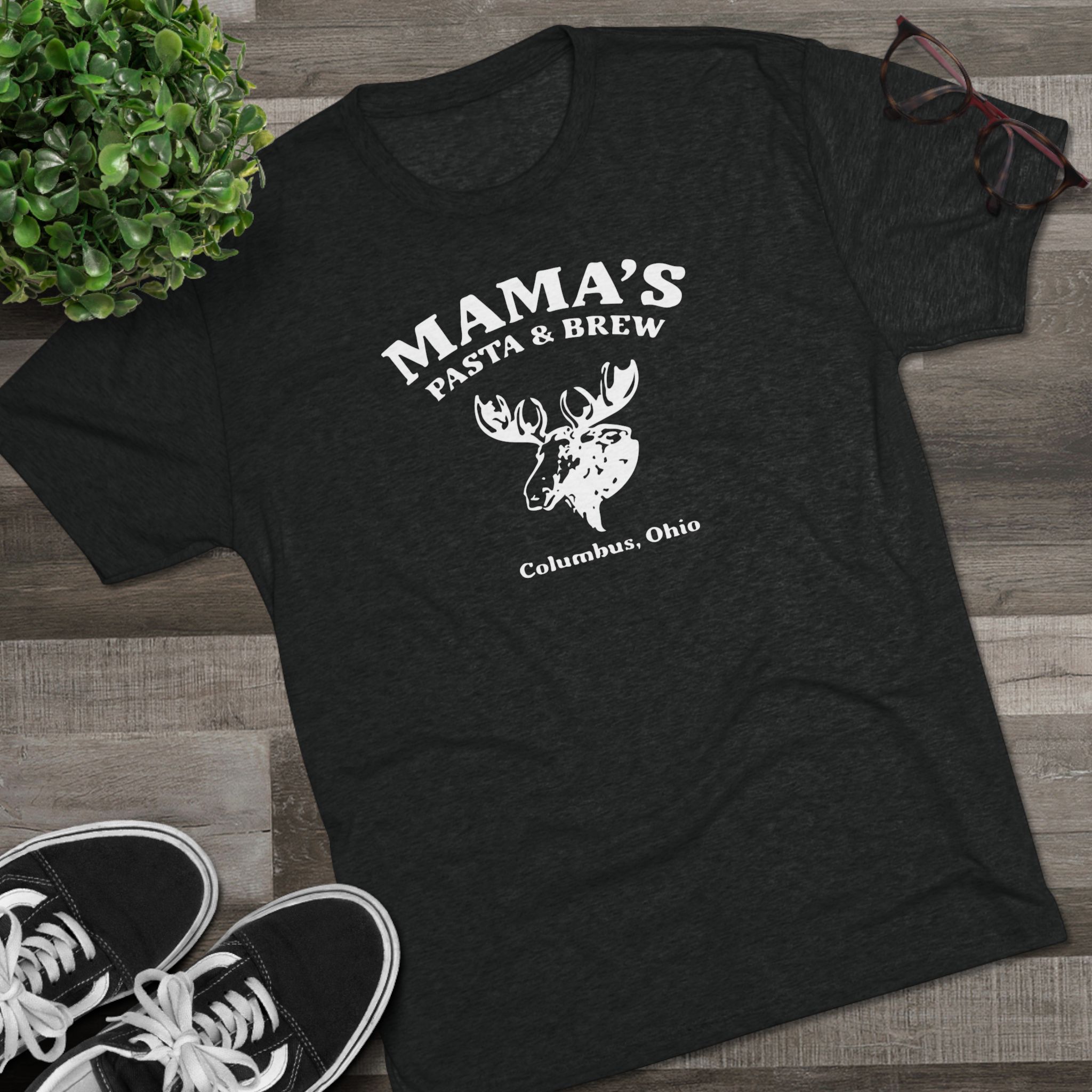 Mama's Pasta and Brew Moose Softstyle Tshirt Buckeye Vintage