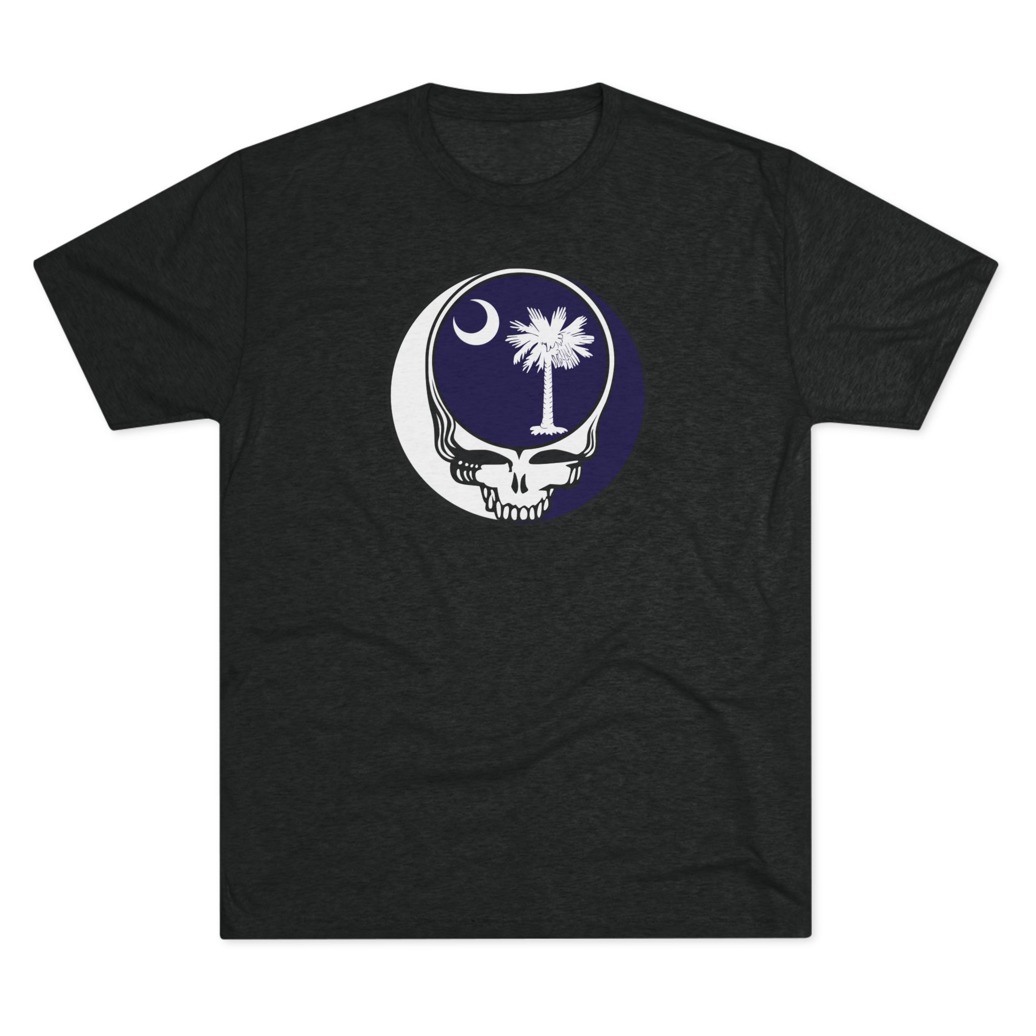 Palmetto Moon Skull tee | South Carolina crescent palm graphic Steal Your Face tee